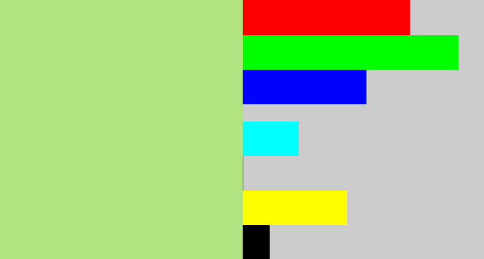 Hex color #afe481 - pale olive green