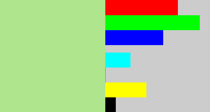 Hex color #afe58c - light grey green