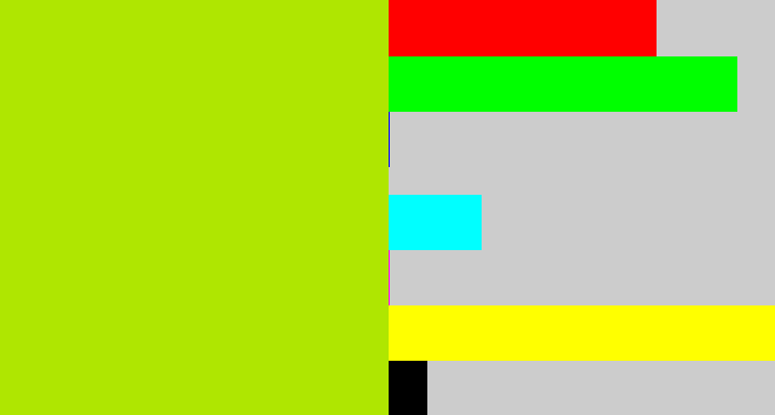 Hex color #afe601 - lemon green