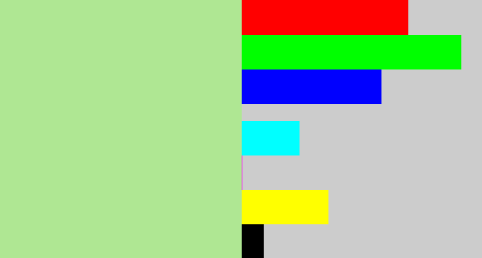 Hex color #afe793 - light grey green