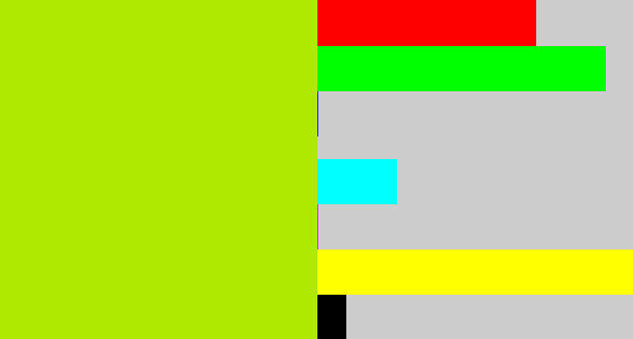 Hex color #afe800 - lemon green