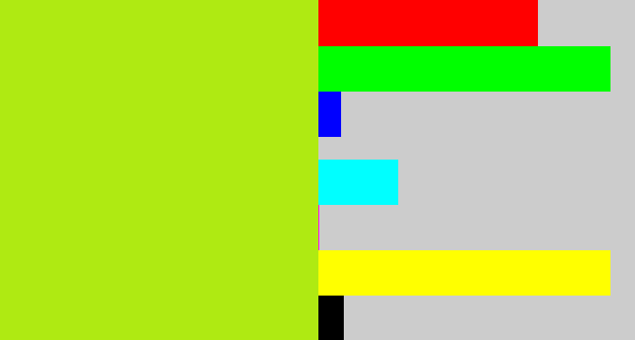 Hex color #afea12 - yellowish green