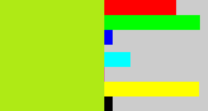 Hex color #afea15 - yellowish green