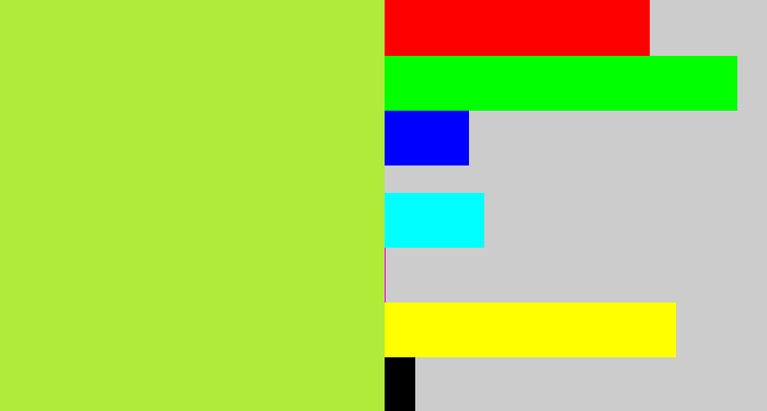 Hex color #afeb38 - lime