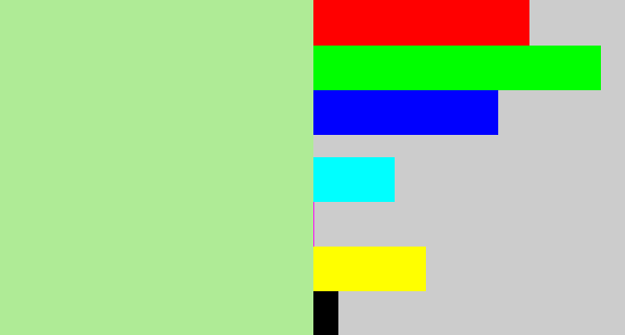 Hex color #afeb96 - light grey green