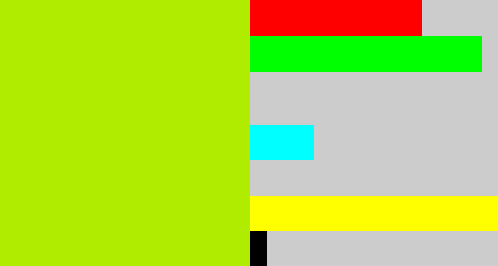 Hex color #afec00 - lemon green