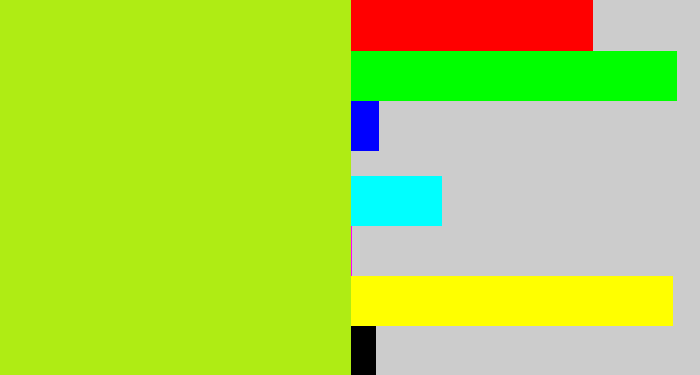 Hex color #afec14 - yellowish green