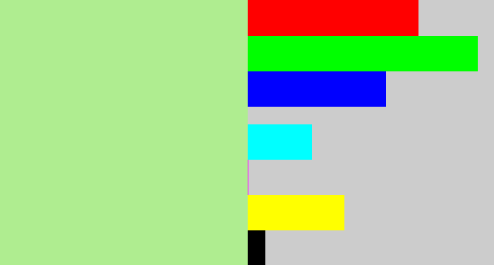Hex color #afed90 - pale light green