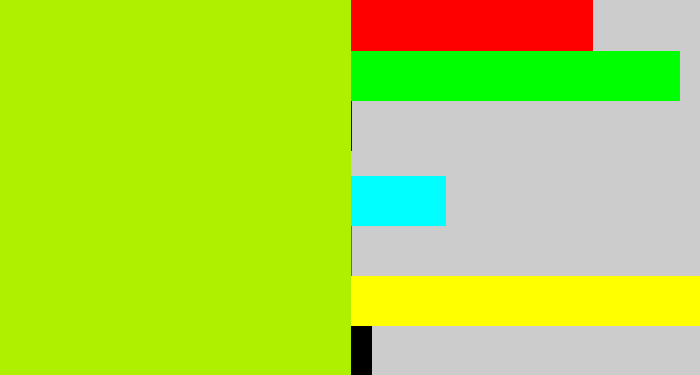 Hex color #afef00 - lemon green