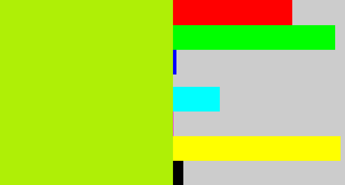 Hex color #afef06 - lemon green
