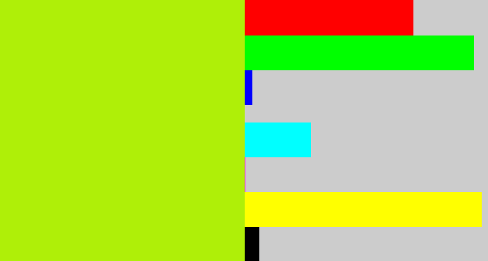 Hex color #afef08 - lemon green