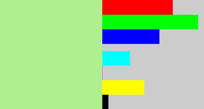 Hex color #afef8e - pale light green