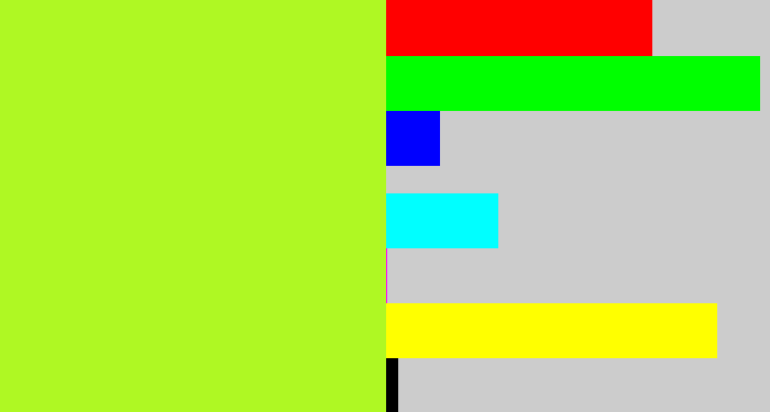 Hex color #aff823 - lime