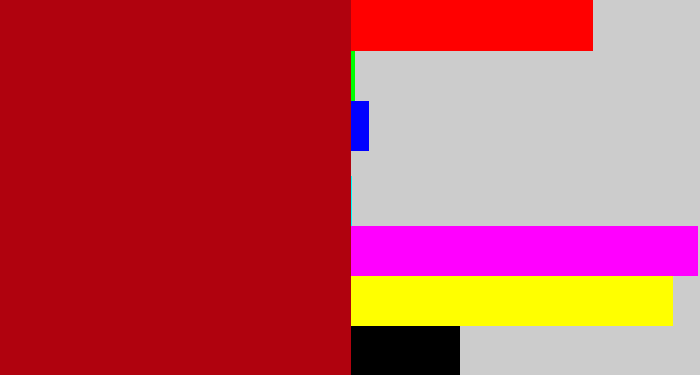 Hex color #b0020e - darkish red