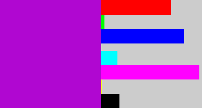 Hex color #b007d1 - vibrant purple
