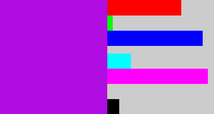 Hex color #b00de3 - vibrant purple