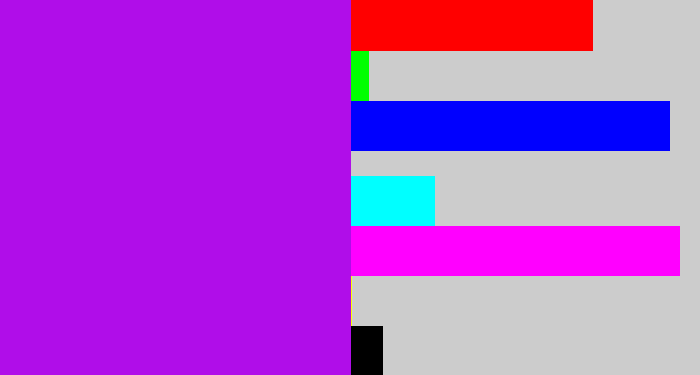 Hex color #b00de9 - vibrant purple