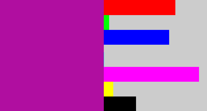 Hex color #b00ea0 - barney purple