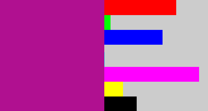 Hex color #b01090 - barney purple