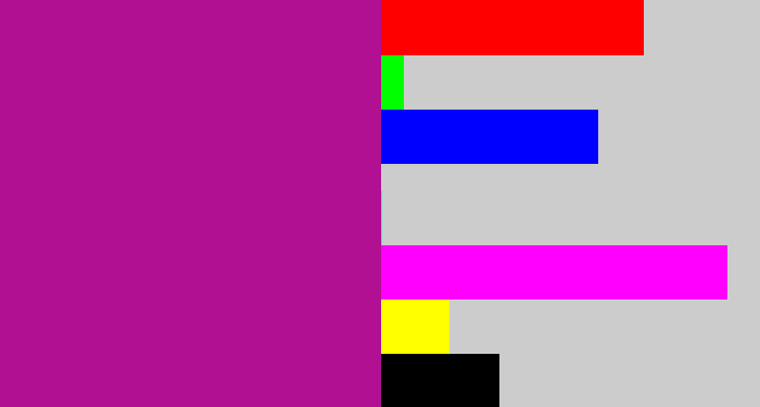 Hex color #b01091 - barney purple