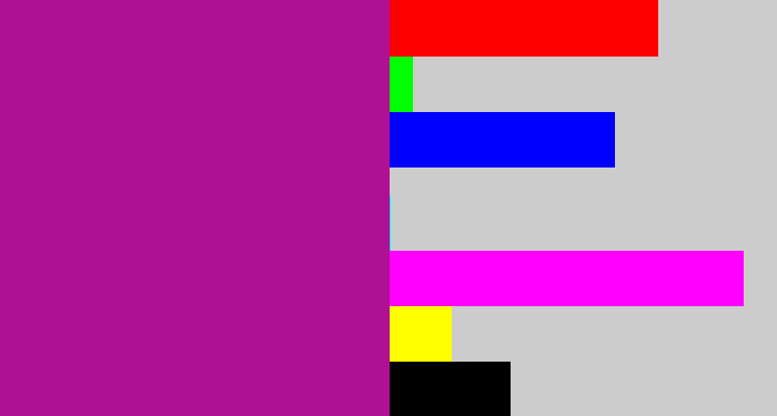 Hex color #b01093 - barney purple