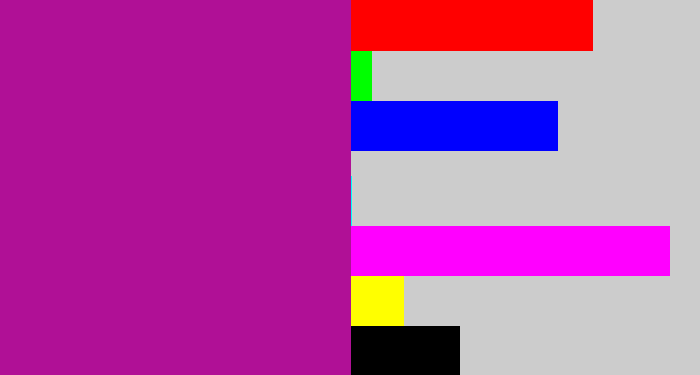 Hex color #b01096 - barney purple