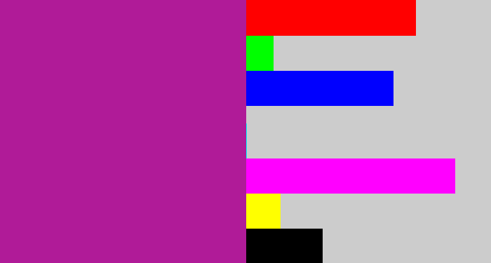 Hex color #b01b98 - barney purple