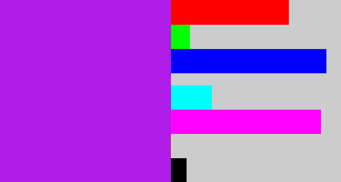 Hex color #b01ce8 - electric purple