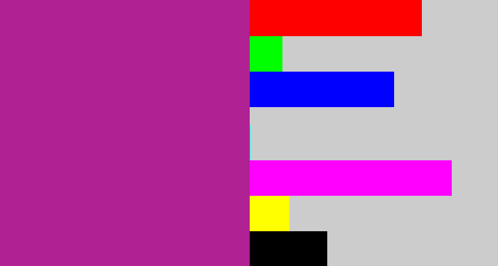 Hex color #b02194 - warm purple