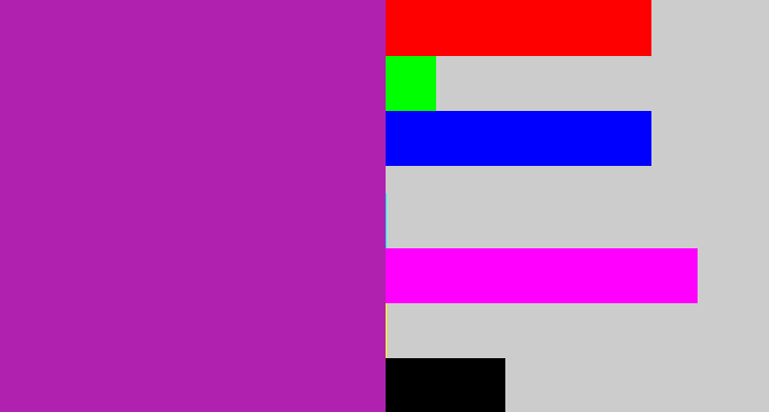 Hex color #b021b0 - barney