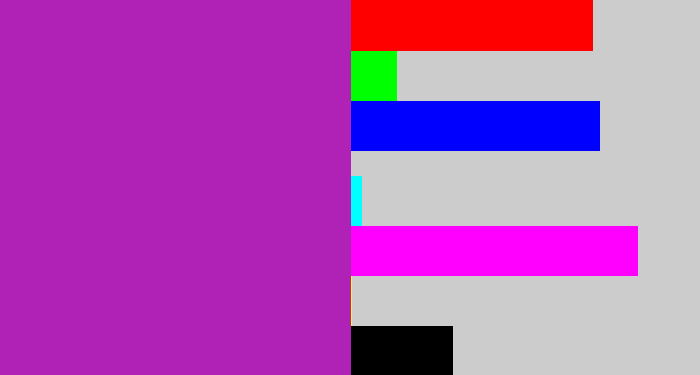 Hex color #b021b5 - barney