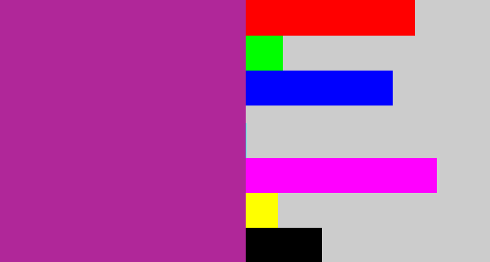 Hex color #b02799 - warm purple