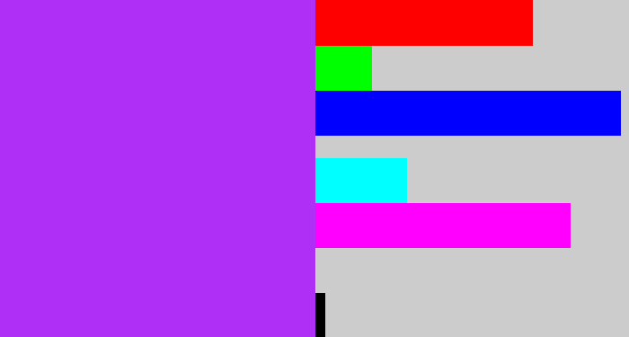 Hex color #b02ff7 - electric purple
