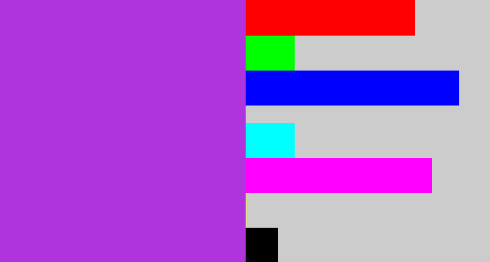 Hex color #b034dd - lightish purple