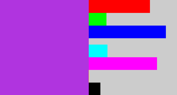 Hex color #b034df - lightish purple
