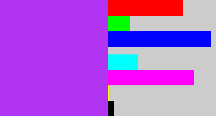 Hex color #b034f2 - electric purple