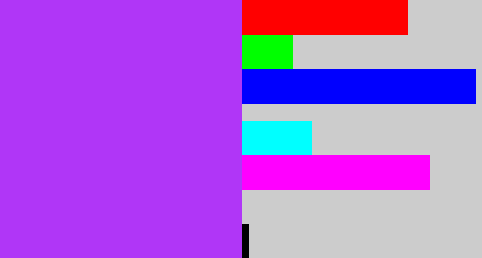 Hex color #b036f7 - electric purple
