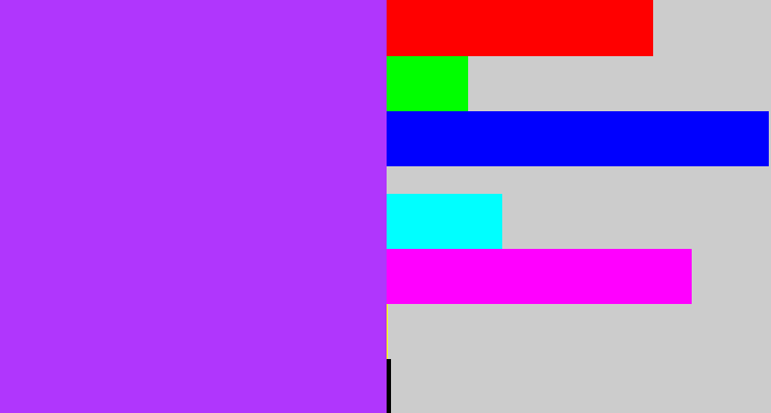 Hex color #b036fd - electric purple