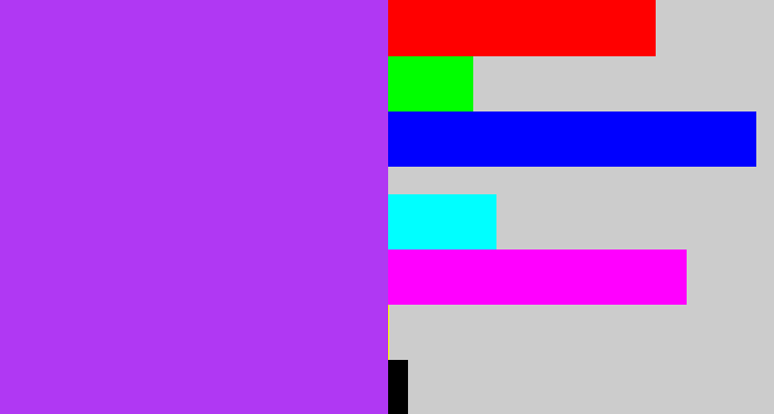 Hex color #b038f3 - electric purple
