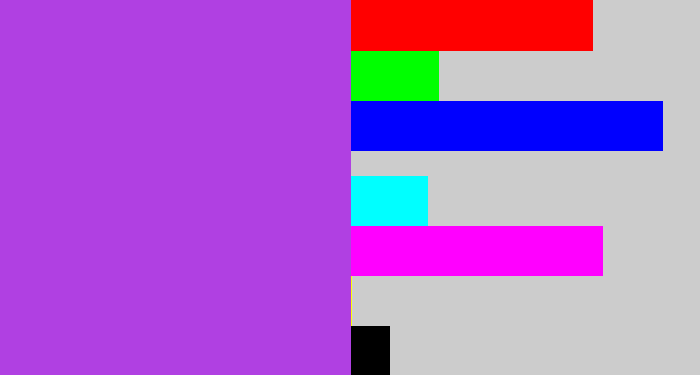 Hex color #b040e2 - lightish purple