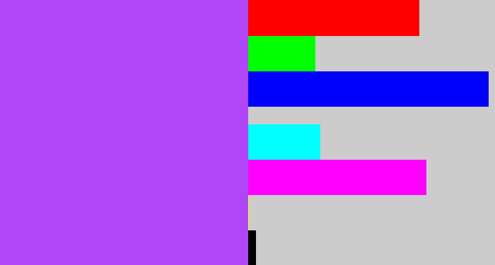 Hex color #b046f7 - lighter purple