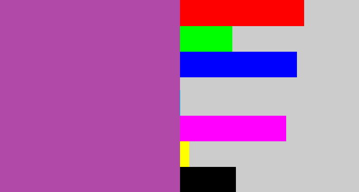 Hex color #b049a7 - ugly purple