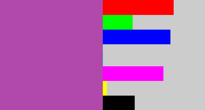 Hex color #b049a9 - ugly purple