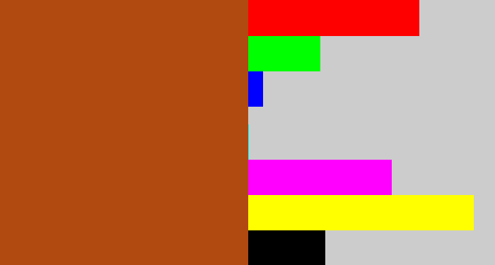 Hex color #b04a10 - burnt sienna