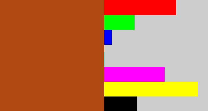 Hex color #b04a12 - burnt sienna