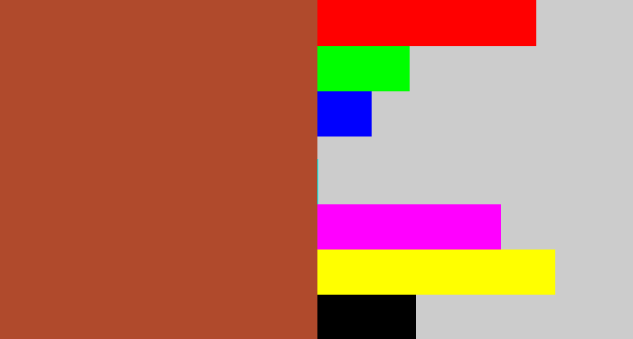 Hex color #b04a2c - sienna