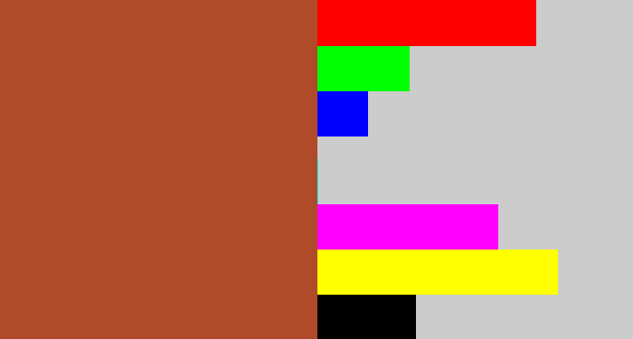 Hex color #b04b2a - sienna