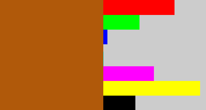 Hex color #b0590a - orangish brown