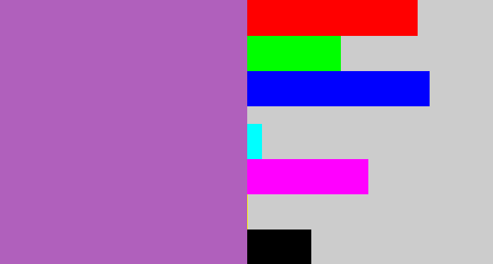 Hex color #b060bc - soft purple