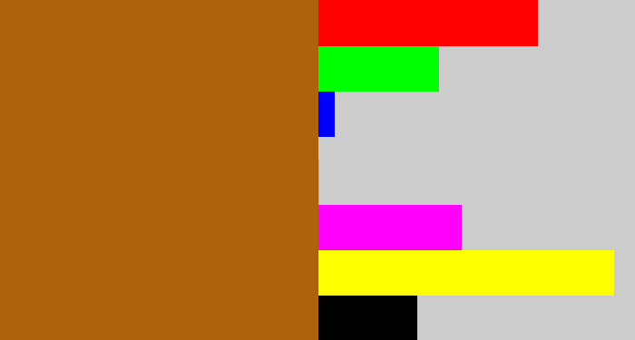 Hex color #b0610c - orangish brown